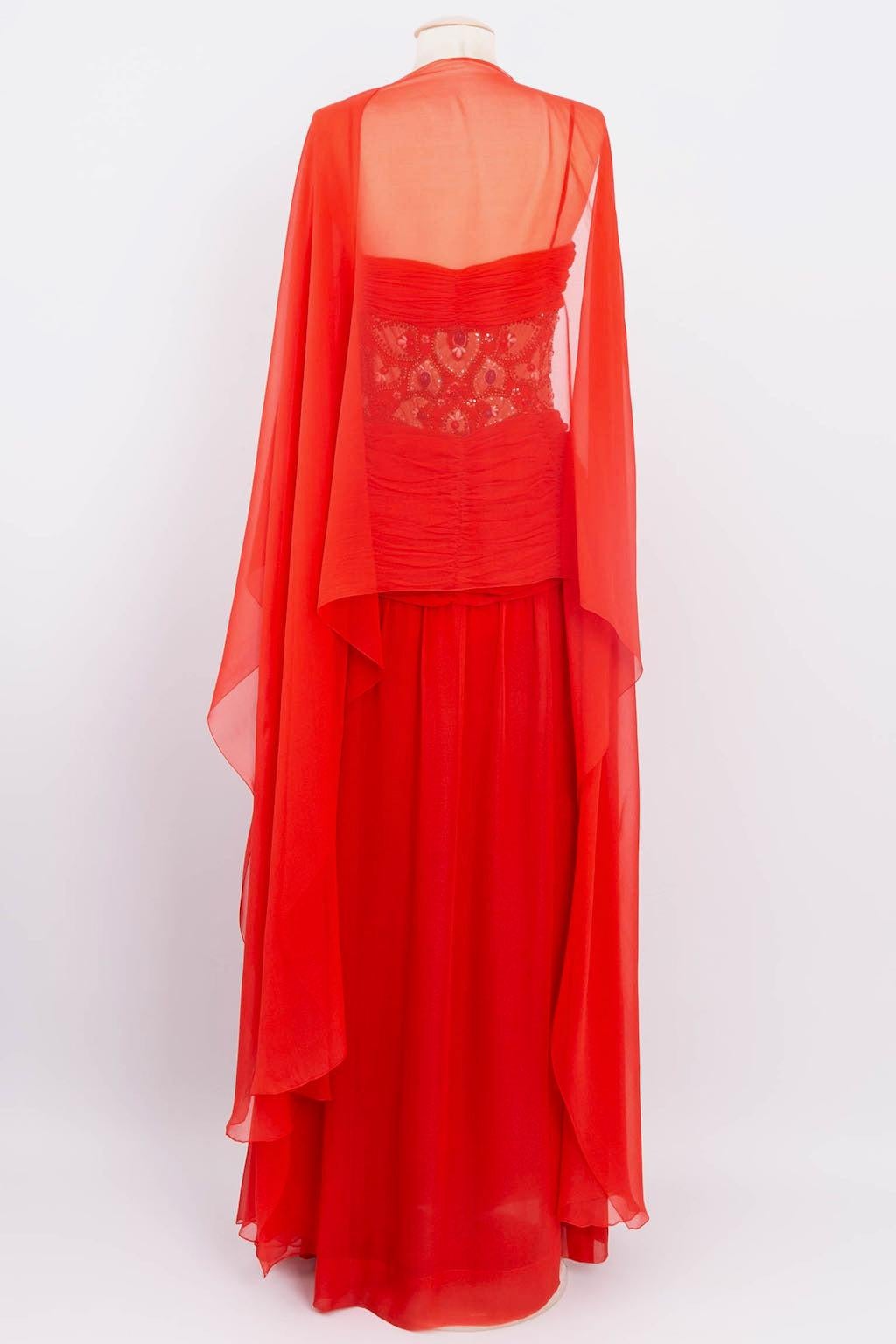 Givenchy Haute Couture Bustier Embroidered Silk Chiffon Dress For Sale 2