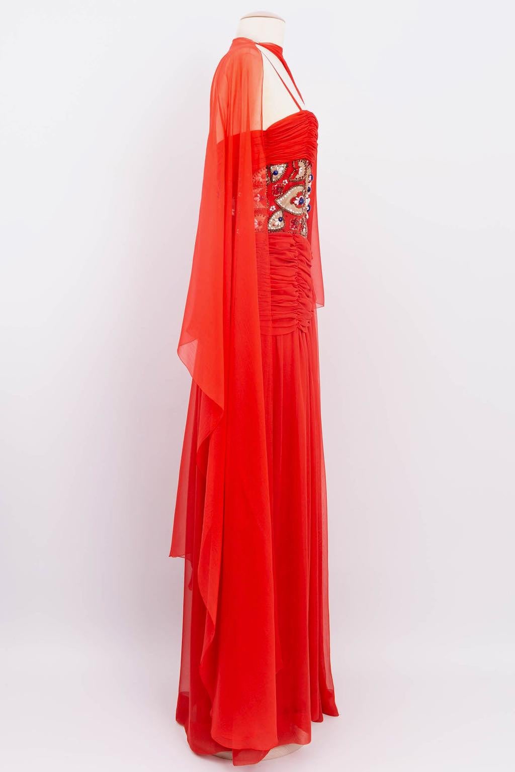 Givenchy Haute Couture Bustier Embroidered Silk Chiffon Dress For Sale 4