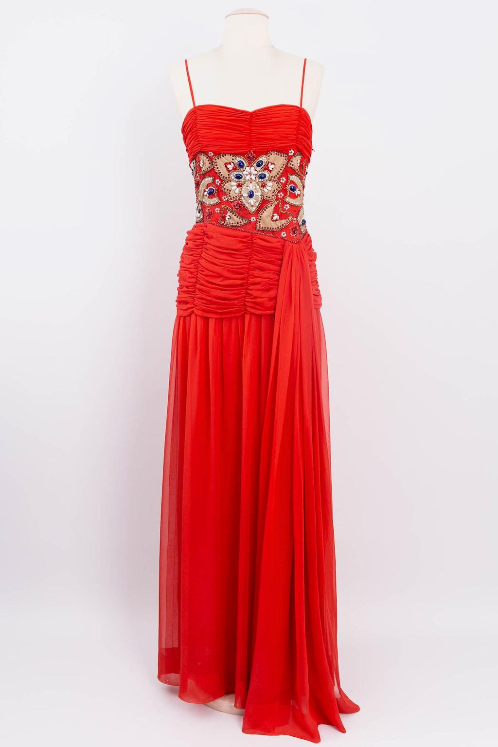 Givenchy Haute Couture Bustier Embroidered Silk Chiffon Dress For Sale 5
