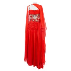 Givenchy Haute Couture Bustier Besticktes Seiden-Chiffonkleid aus Seide