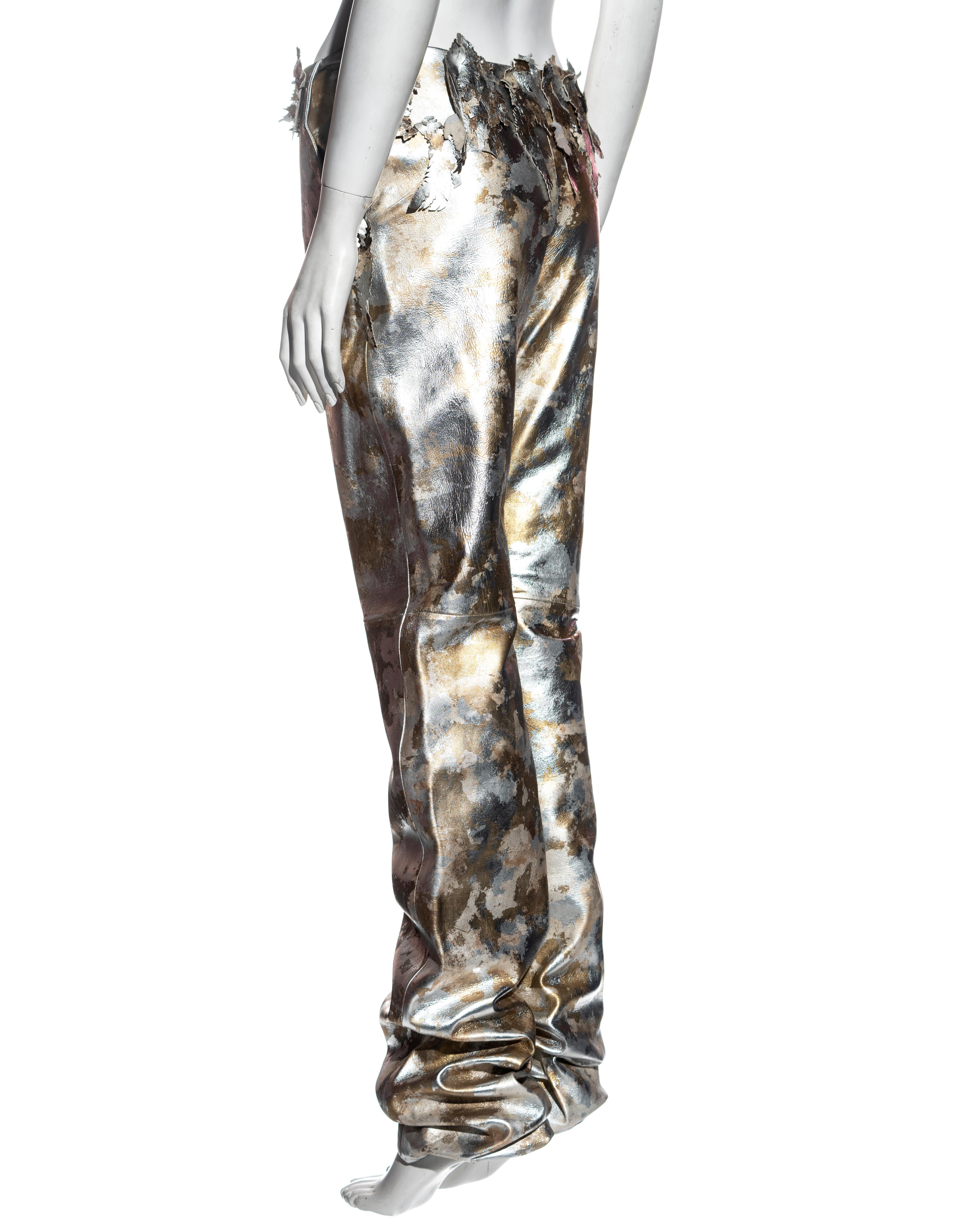 Givenchy Haute Couture by Alexander McQueen metallic leather pants, fw 2000 In Excellent Condition For Sale In London, GB