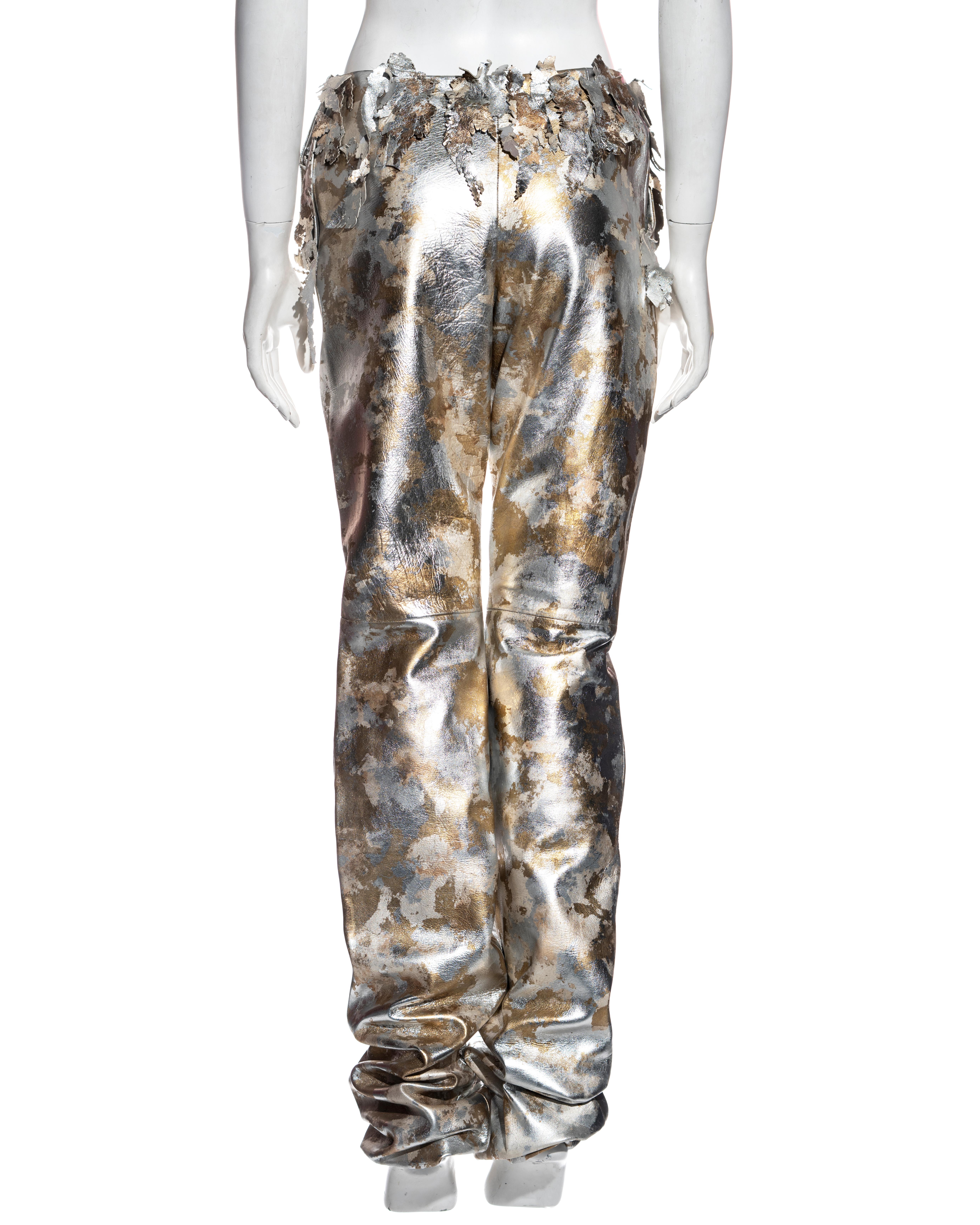 Women's Givenchy Haute Couture by Alexander McQueen metallic leather pants, fw 2000 For Sale