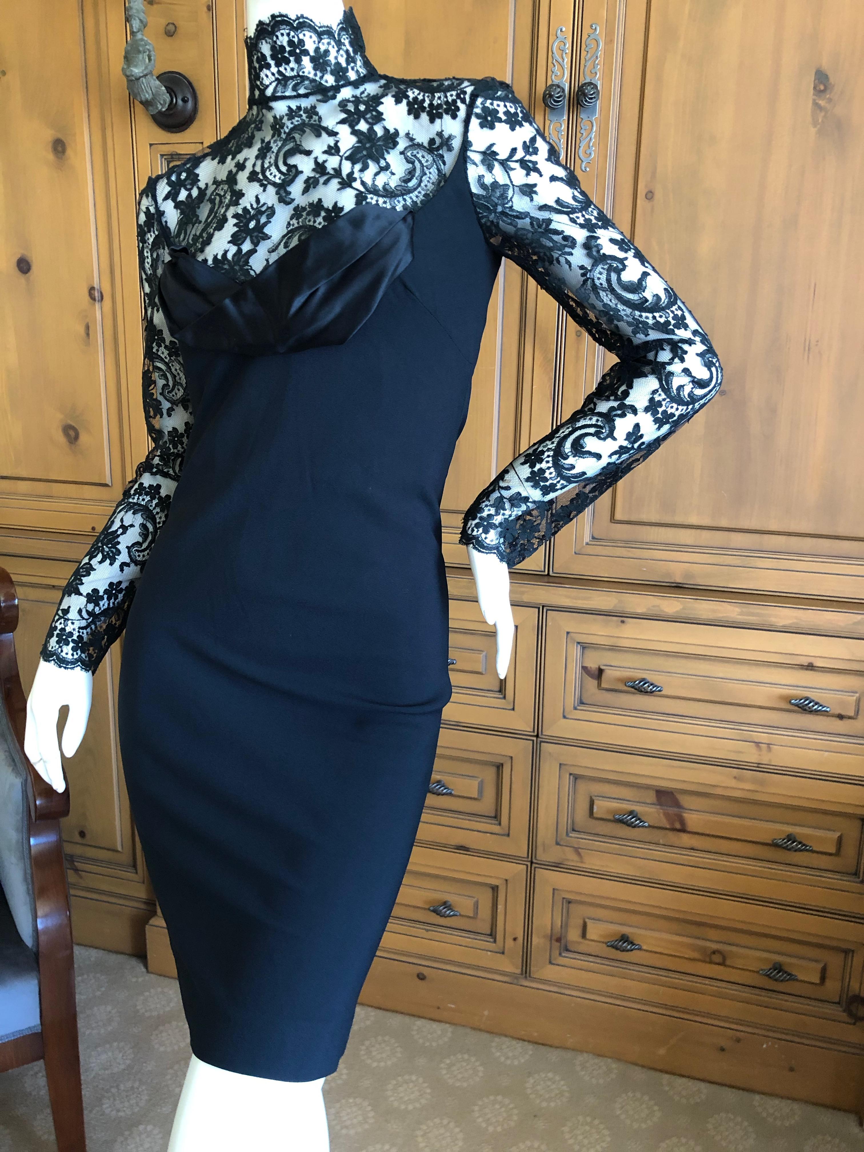 Givenchy Haute Couture by John Galliano Black Lace Cocktail Dress In Excellent Condition For Sale In Cloverdale, CA