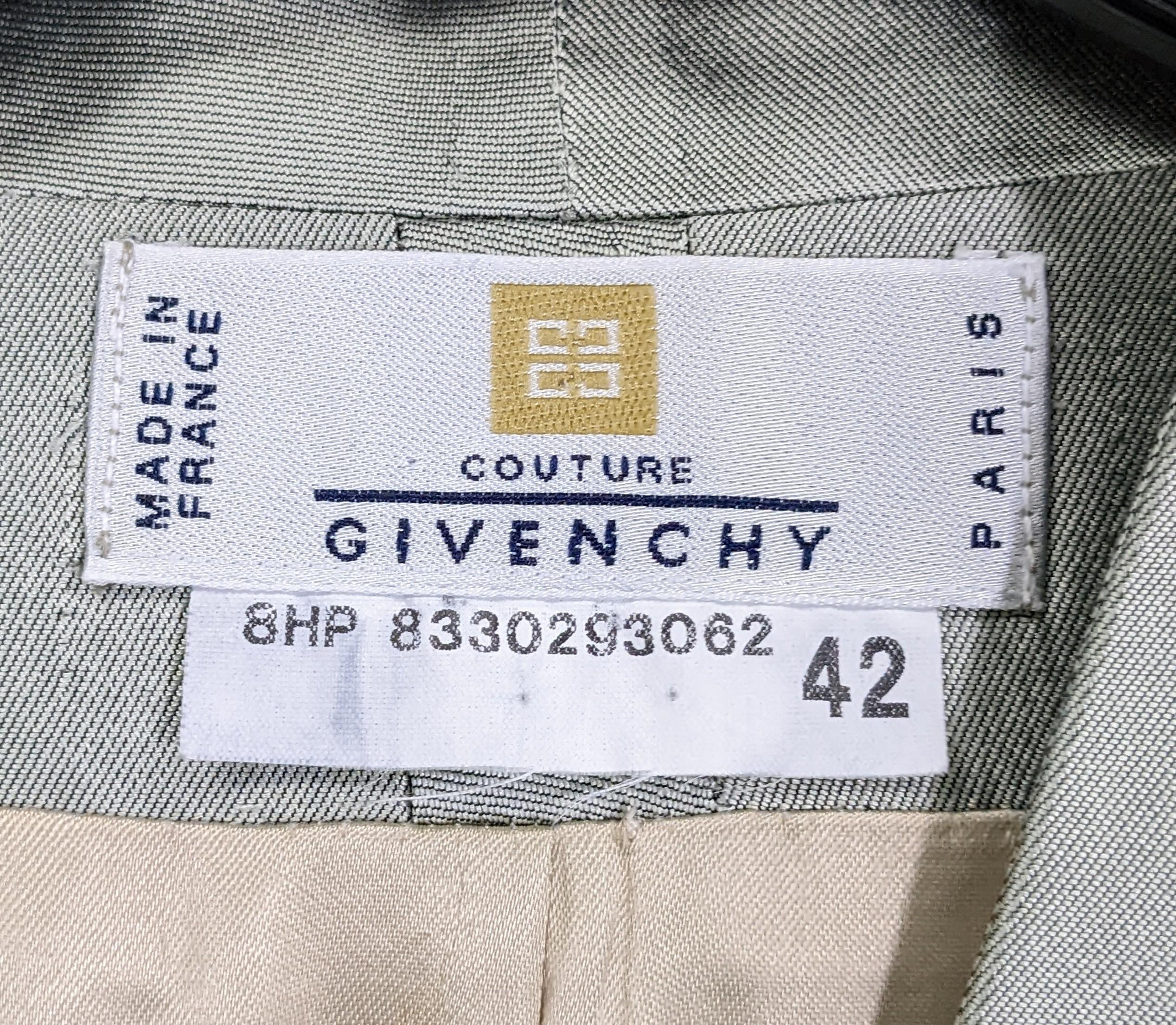 Givenchy Haute Couture Celadon Silk Twill Suit, Alexander McQueen For Sale 2