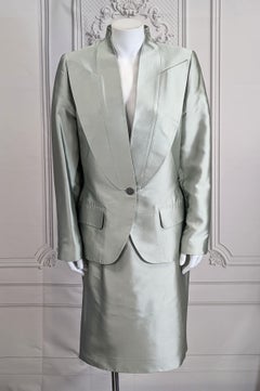 Givenchy Haute Couture Celadon Silk Twill Suit, Alexander McQueen