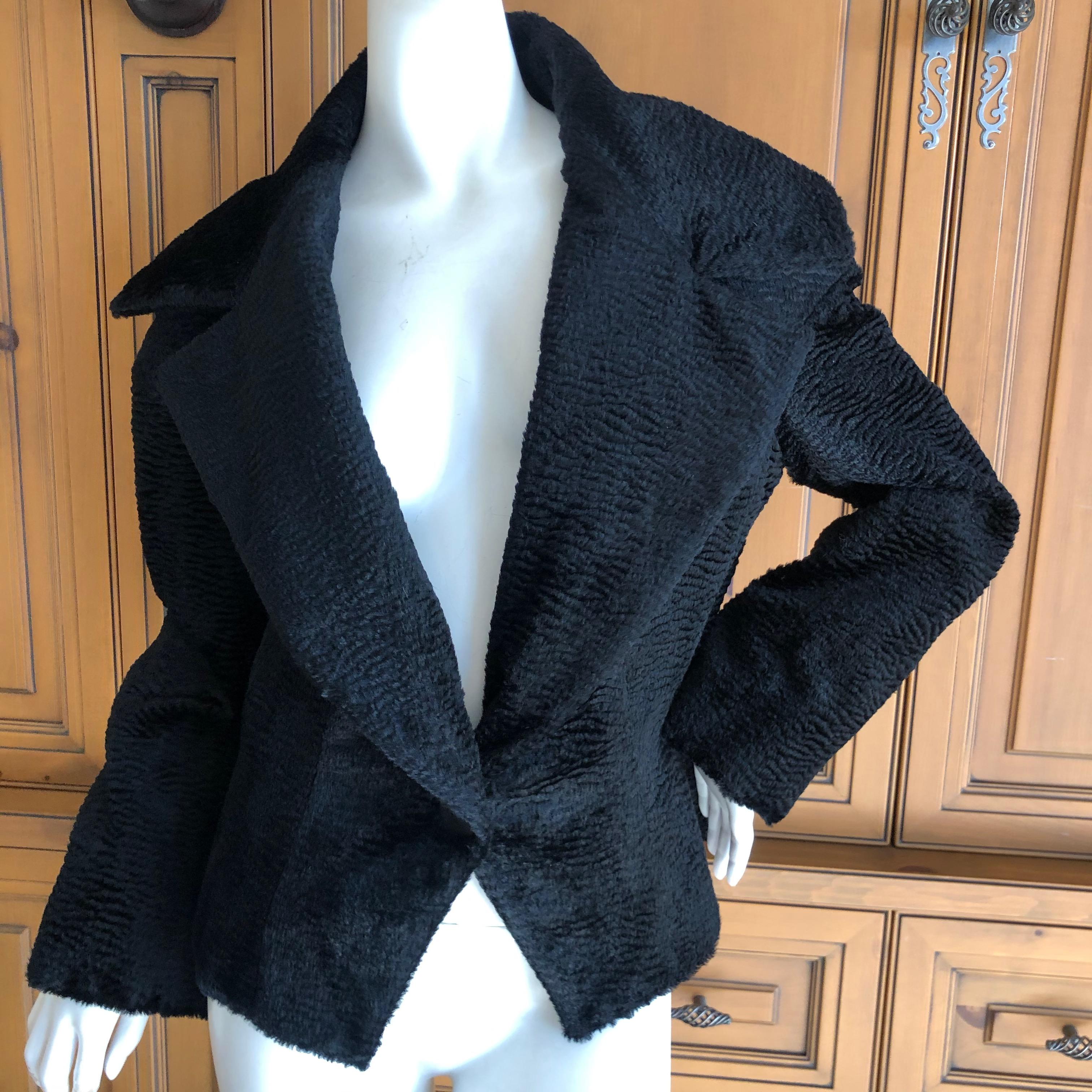 Givenchy Haute Couture Cropped Faux Broadtail Jacket In Excellent Condition For Sale In Cloverdale, CA