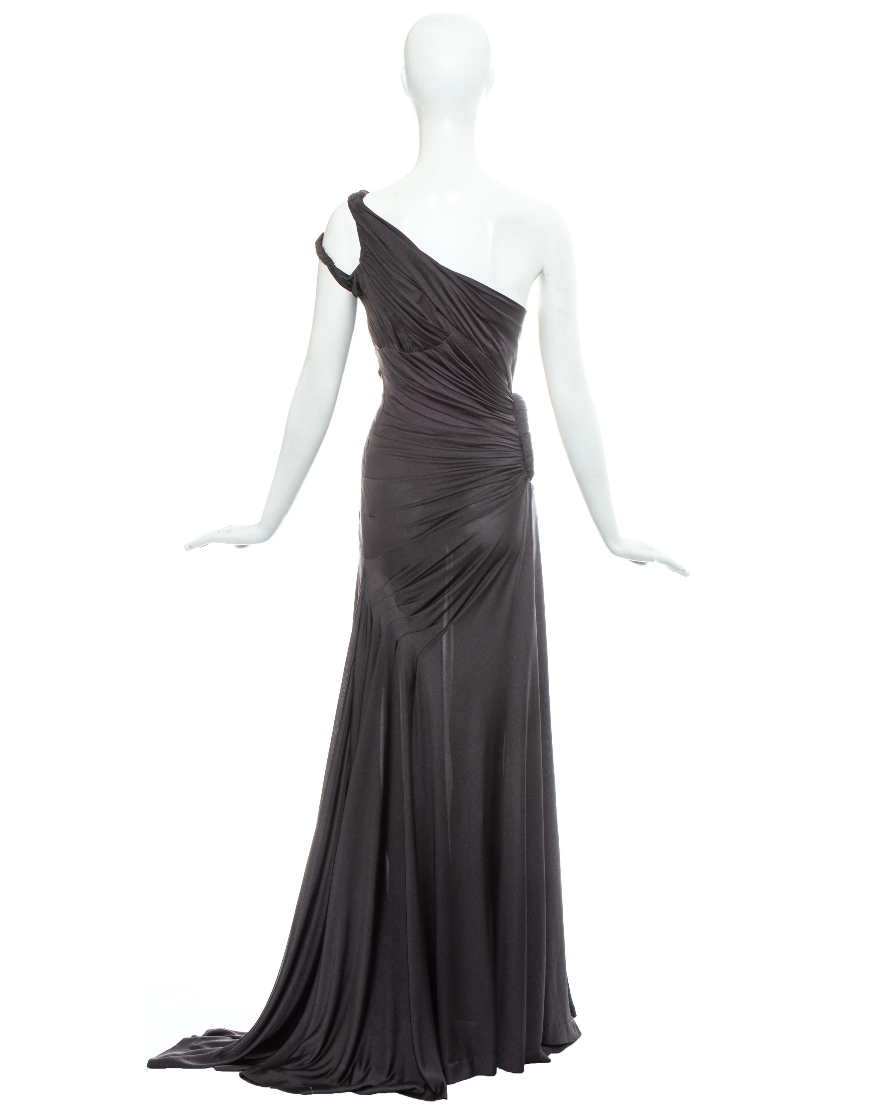 Givenchy Haute Couture grey silk trained evening dress and cape, fw 2003 For Sale 8