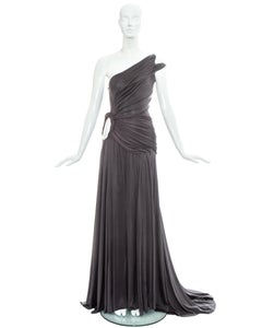 Givenchy Haute Couture grey silk trained evening dress and cape, fw 2003