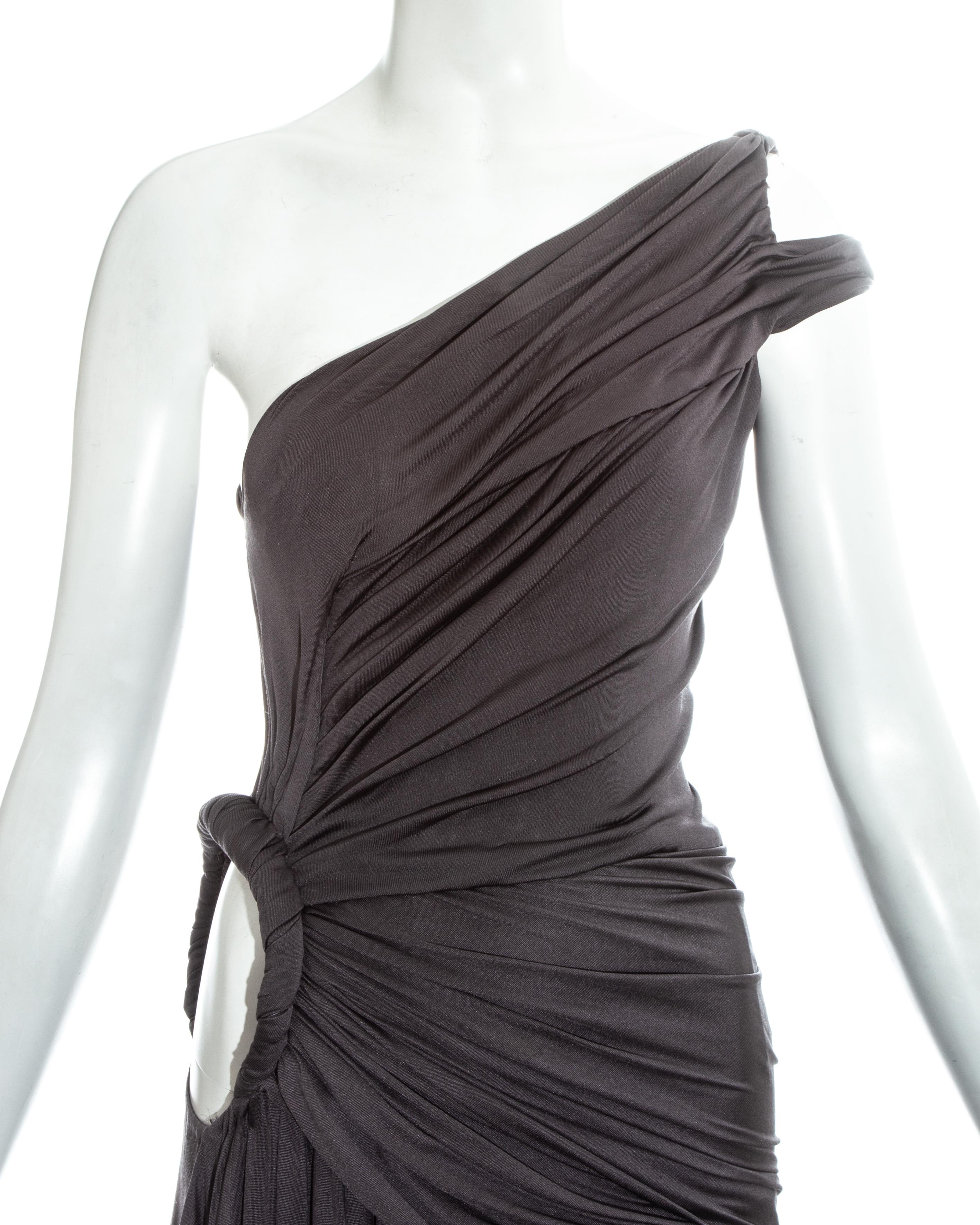 Women's Givenchy Haute Couture grey silk trained evening dress and cape, fw 2003 For Sale