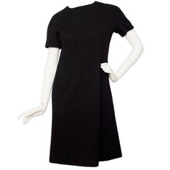 Vintage Givenchy Haute Couture Little Black Wool Dress, 1960s  