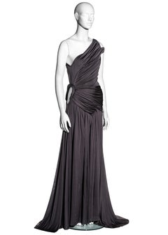 Givenchy Haute Couture mauve silk trained evening gown with cape, fw 2003