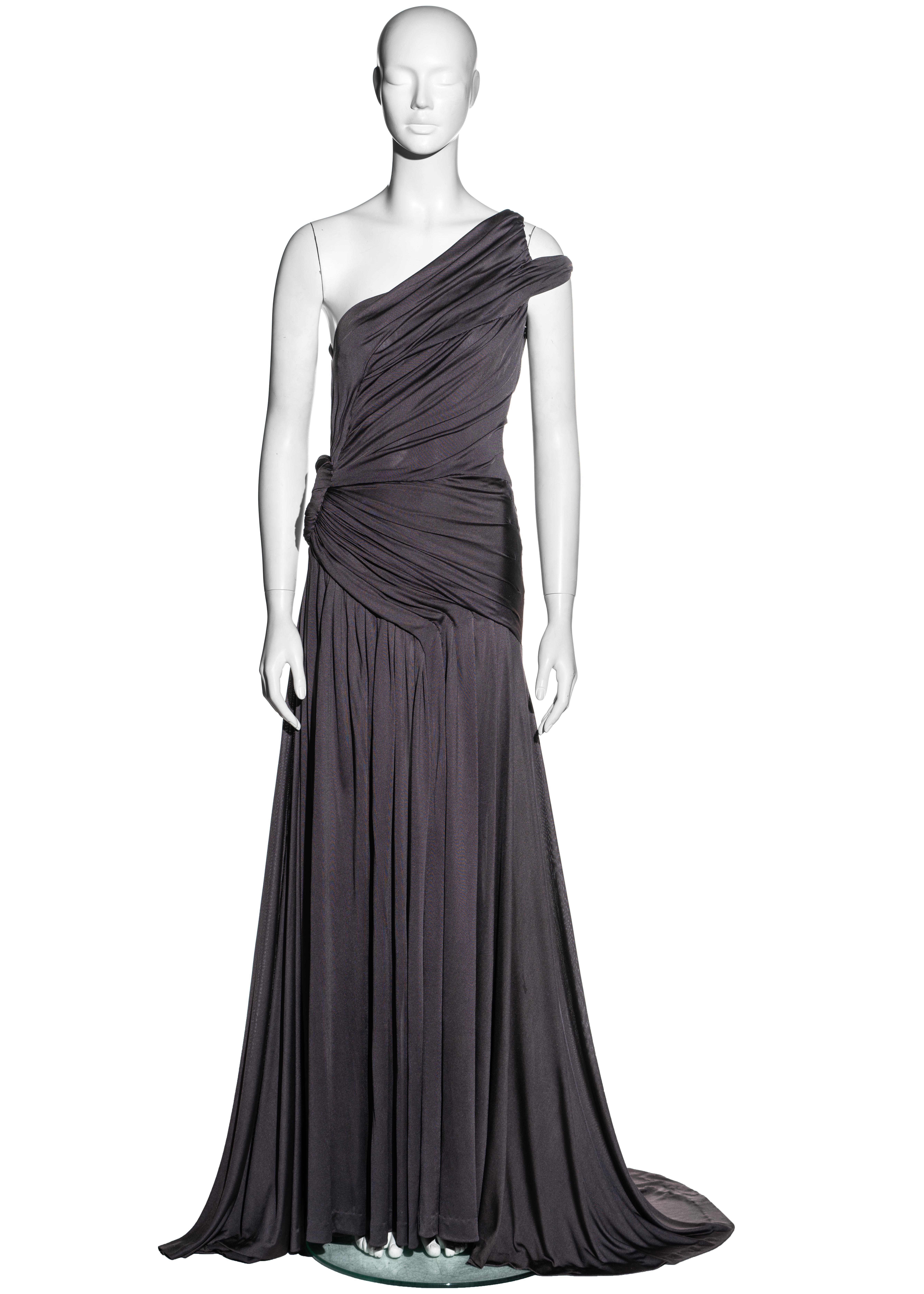 Givenchy Haute Couture mauve silk trained evening gown with cape, fw 2003 For Sale 1