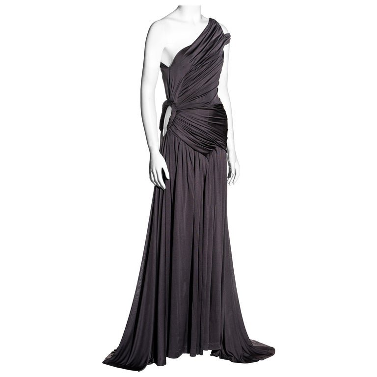 Givenchy Haute Couture mauve silk trained evening gown with cape, fw 2003  For Sale at 1stDibs