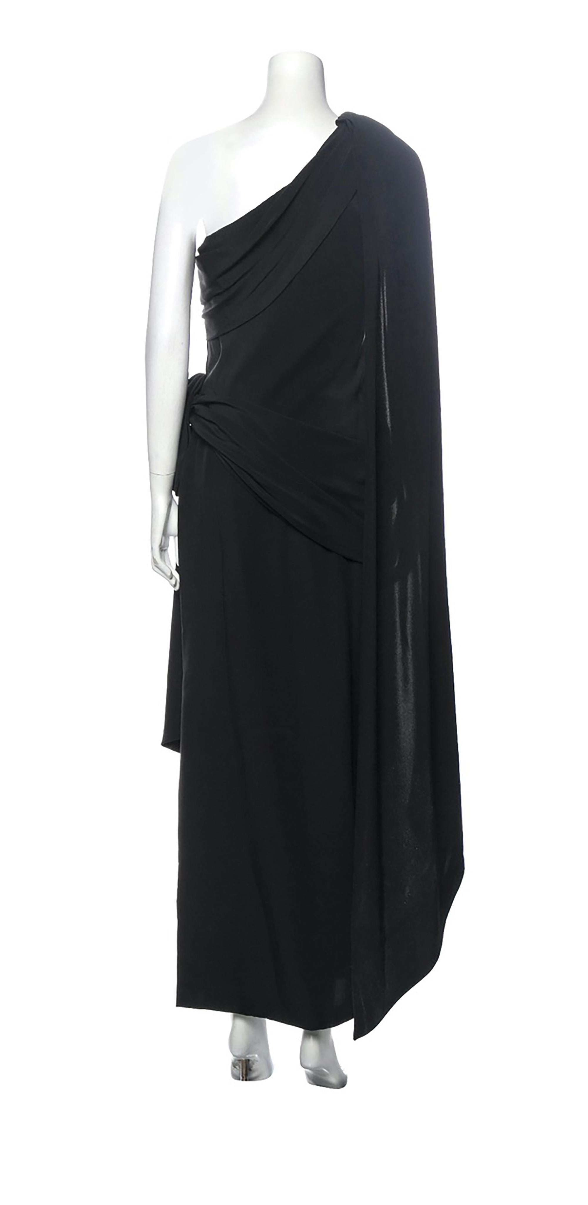 Black Givenchy Haute Couture One Shoulder Evening Gown