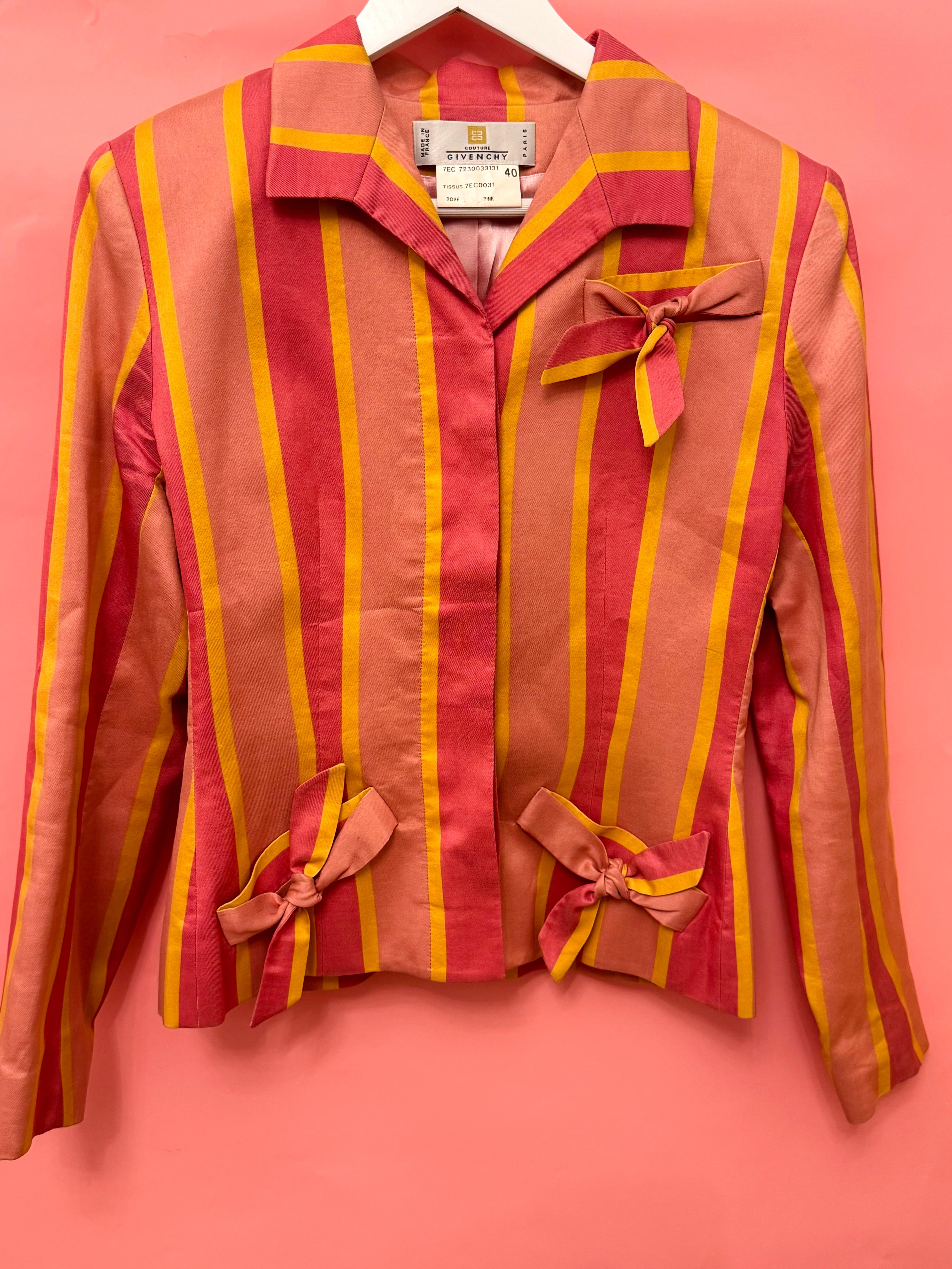 Givenchy Haute Couture S/S 1997, veste en ruban à nœud rose Excellent état - En vente à PARIS, FR