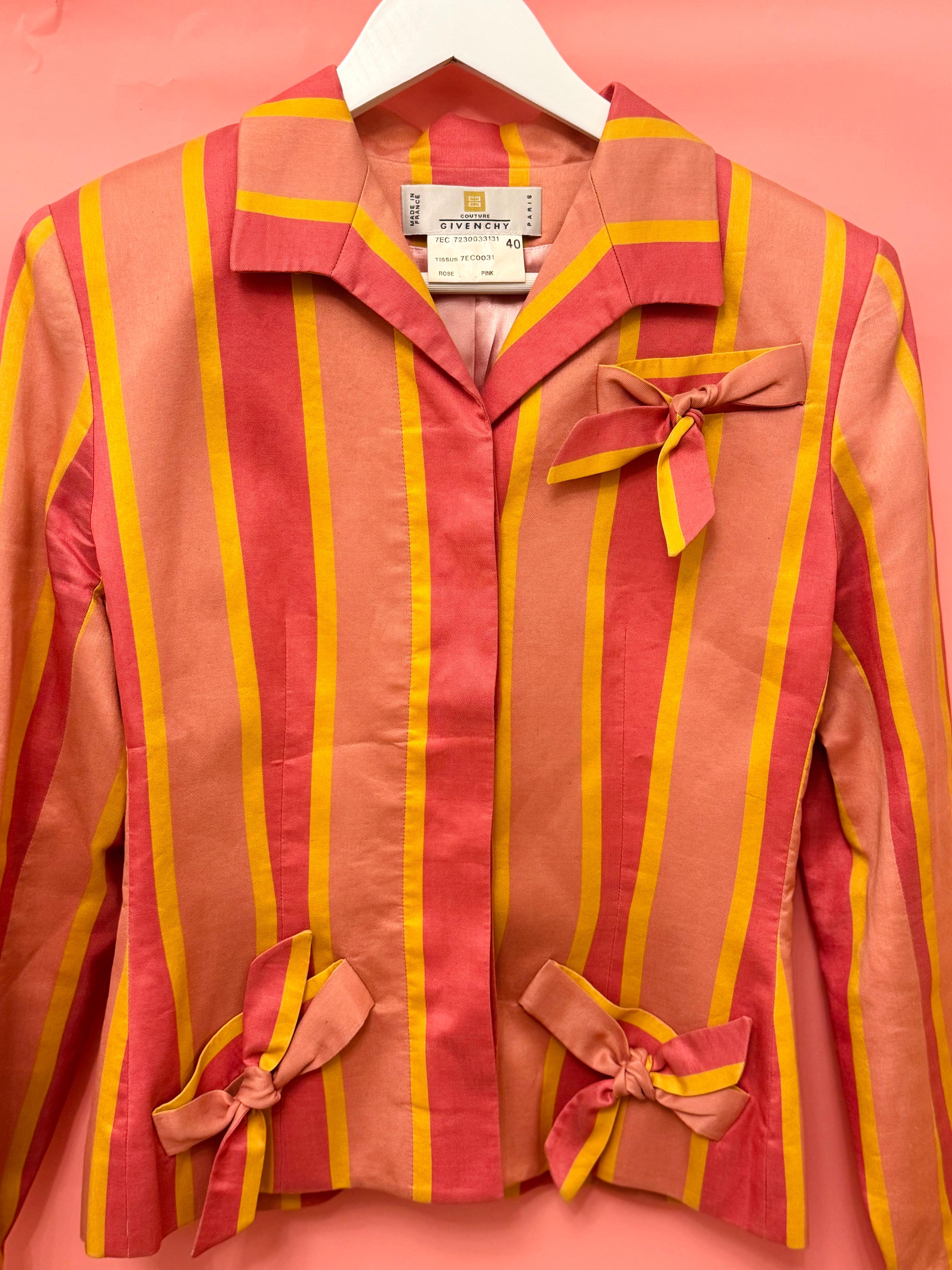 Givenchy Haute Couture S/S 1997, veste en ruban à nœud rose en vente 2