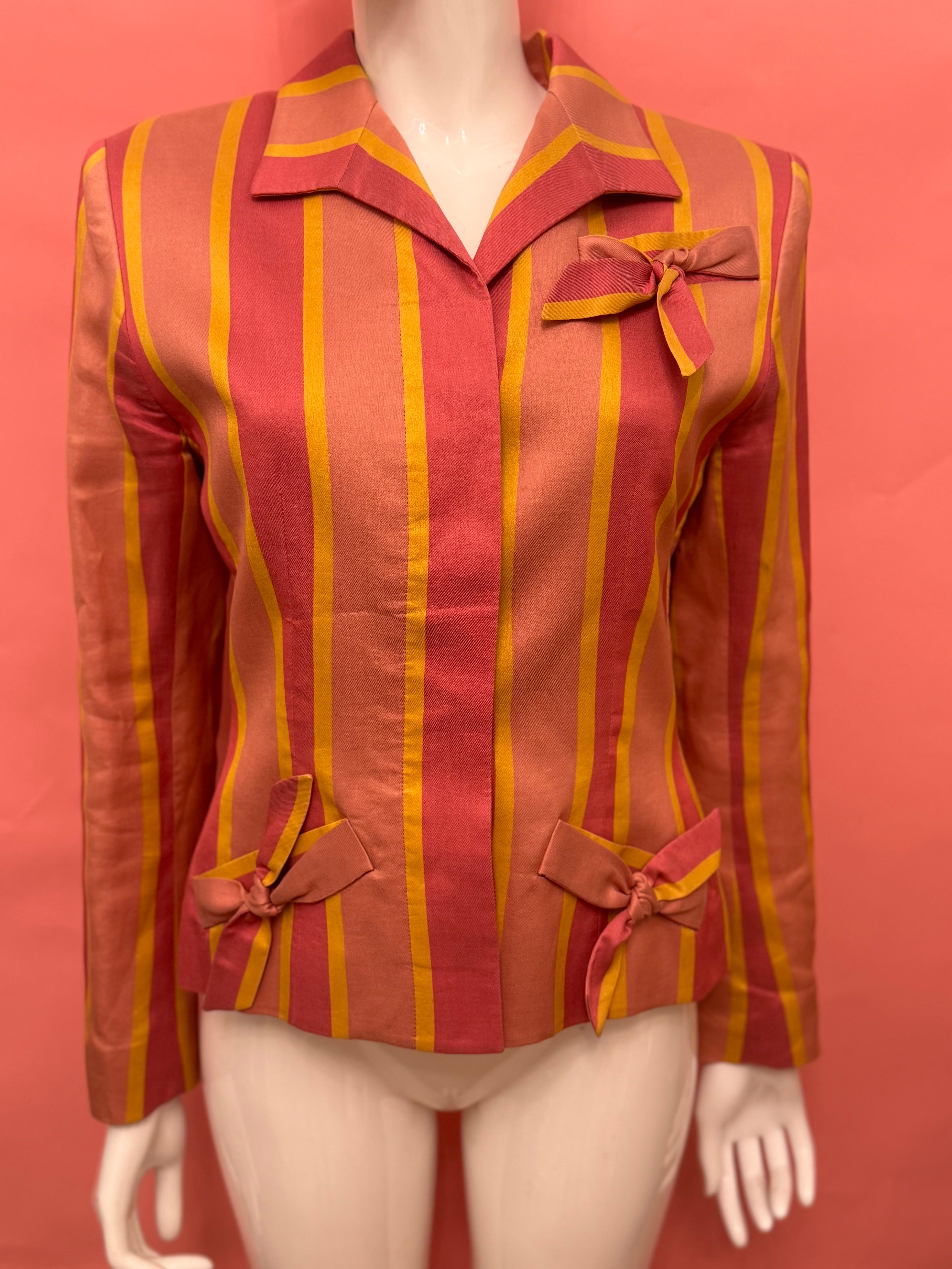 Givenchy Haute Couture S/S 1997, veste en ruban à nœud rose en vente 4