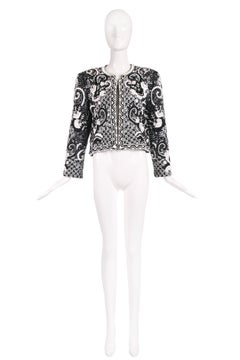 Givenchy Haute Couture Silk Black & WhiteBeaded & Embroidered Jacket No.69025
