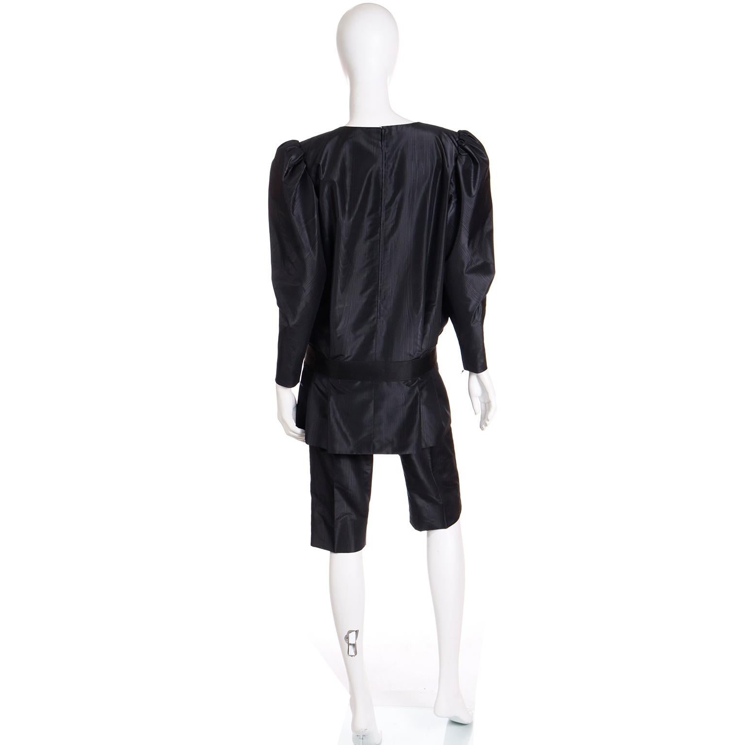 Women's Givenchy Haute Couture Vintage 1980s Black Satin Shorts & Top Outfit