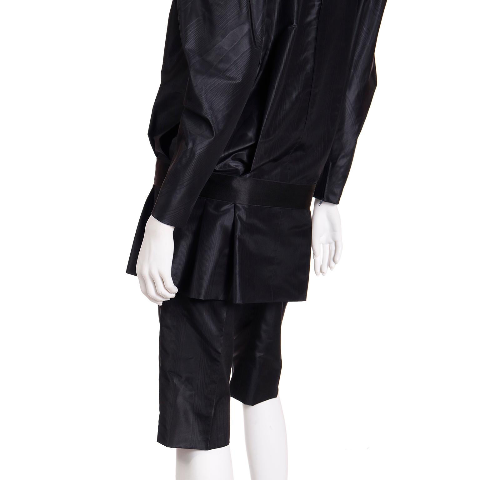 Givenchy Haute Couture Vintage 1980s Black Satin Shorts & Top Outfit 1