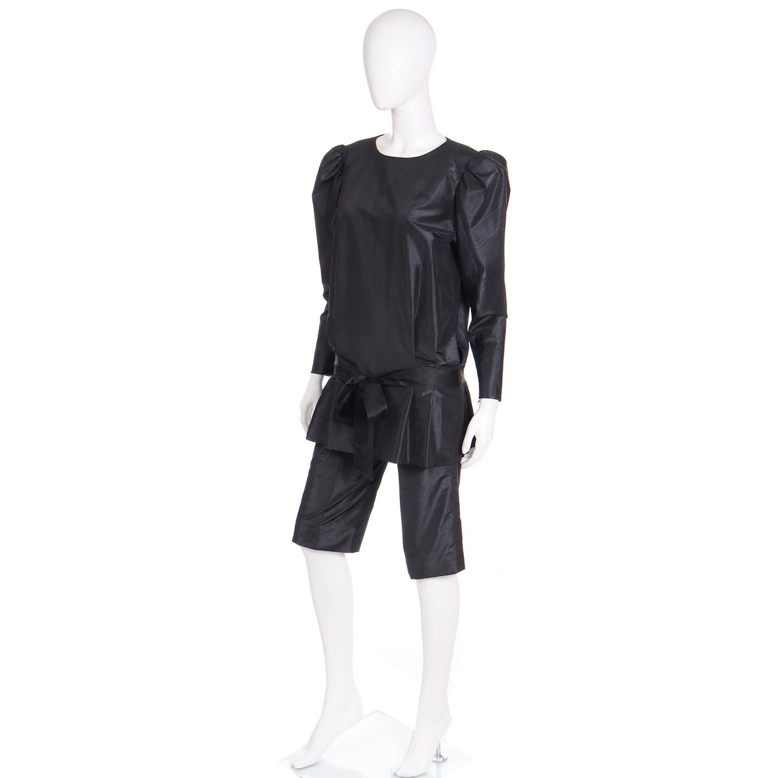 Givenchy Haute Couture Vintage 1980s Black Satin Shorts & Top Outfit 2