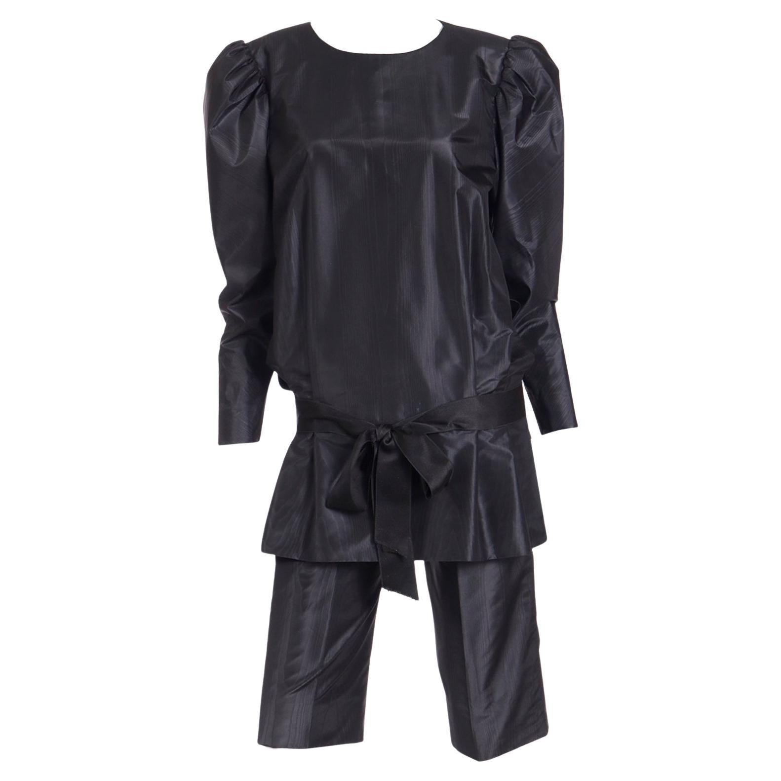 Givenchy Haute Couture Vintage 1980s Black Satin Shorts & Top Outfit