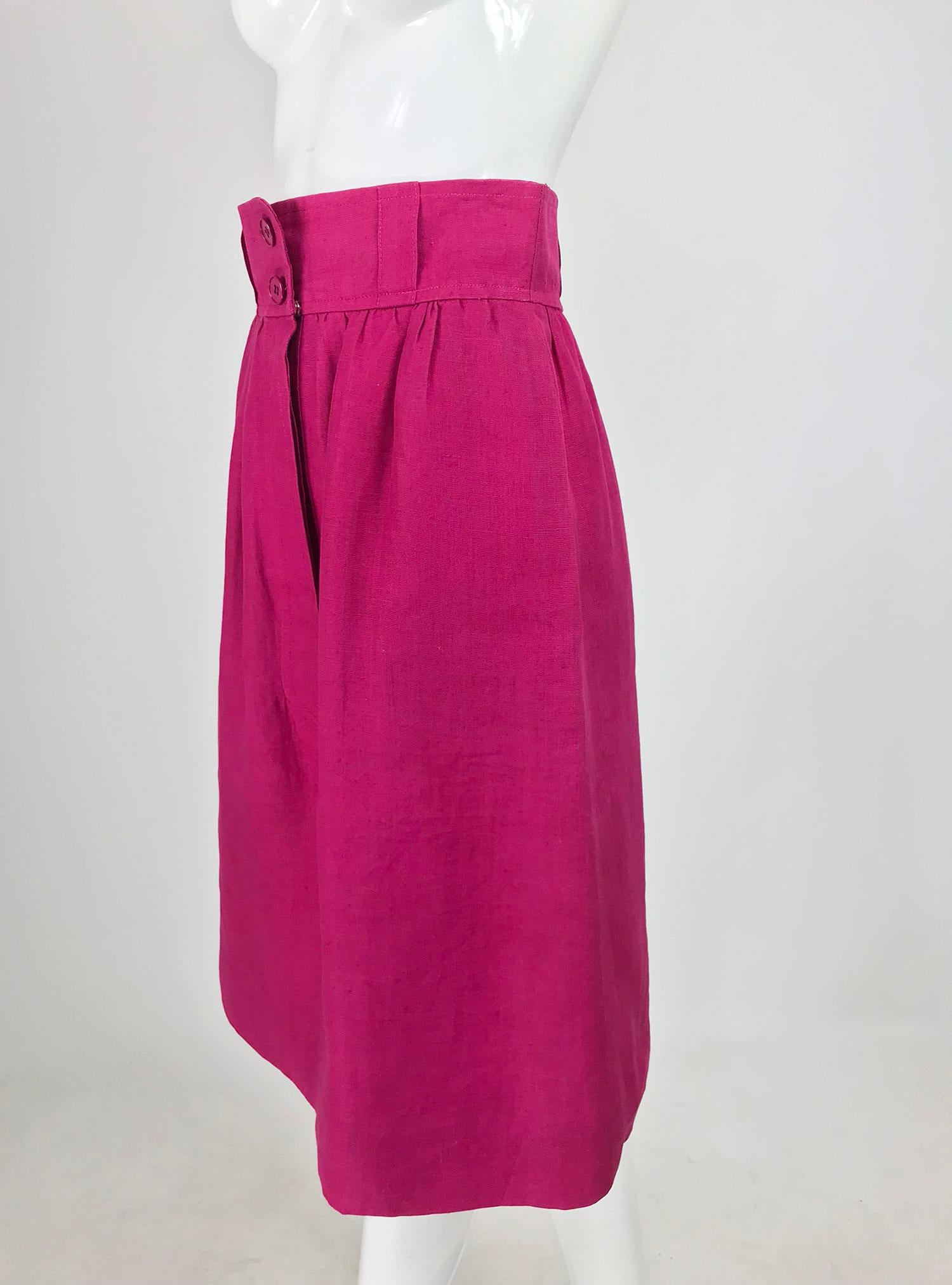 Givenchy Hot Pink Linen Skirt 1980s 6