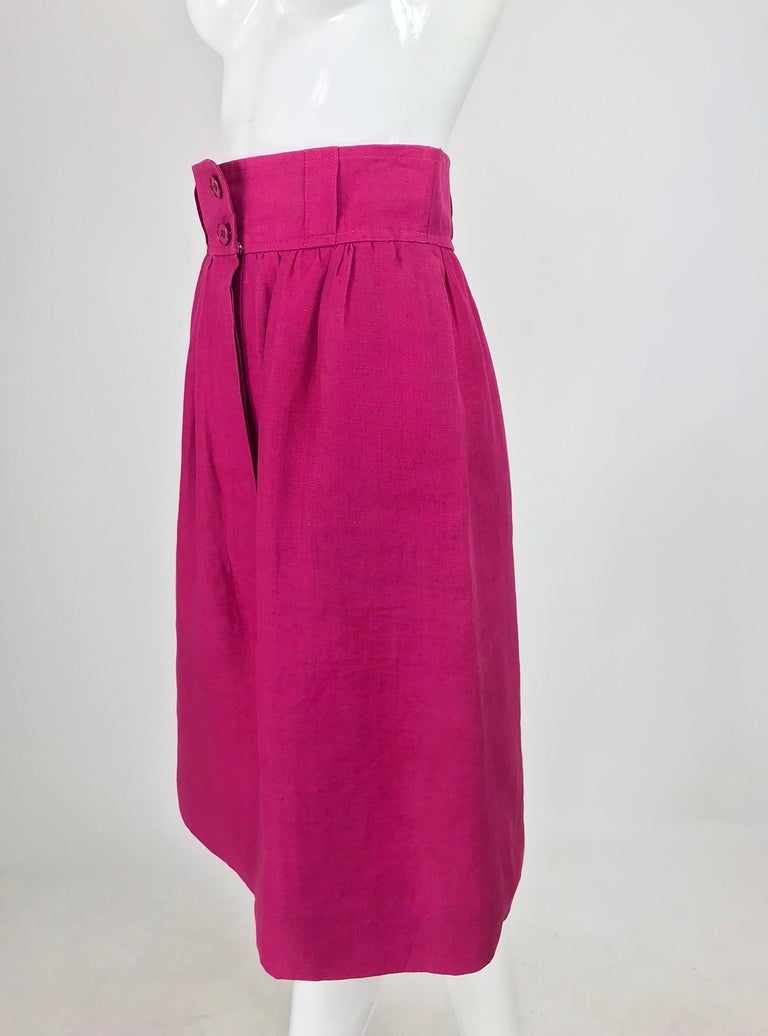 Givenchy Hot Pink Linen Skirt 1980s For Sale at 1stDibs