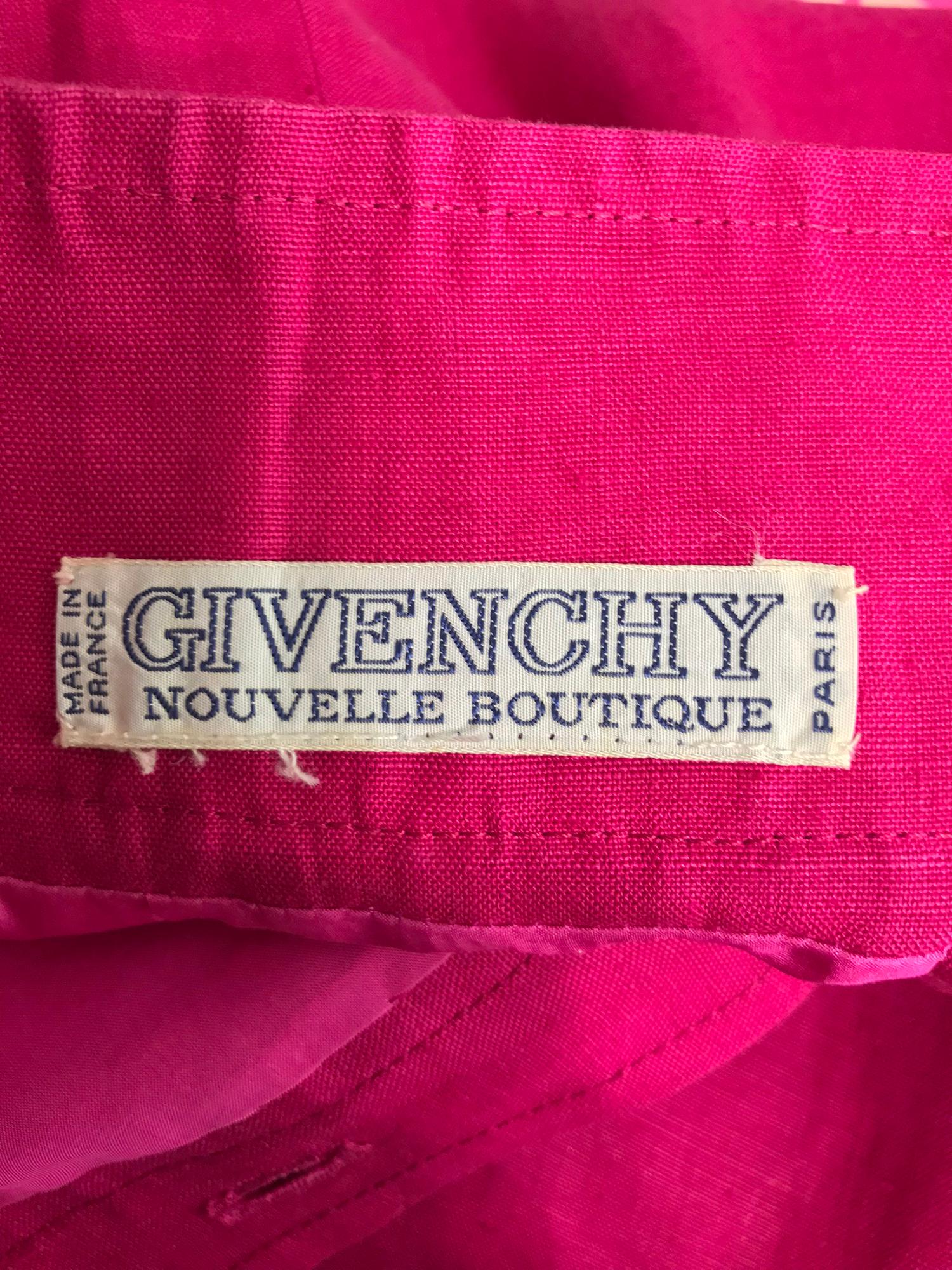 Givenchy Hot Pink Linen Skirt 1980s 8