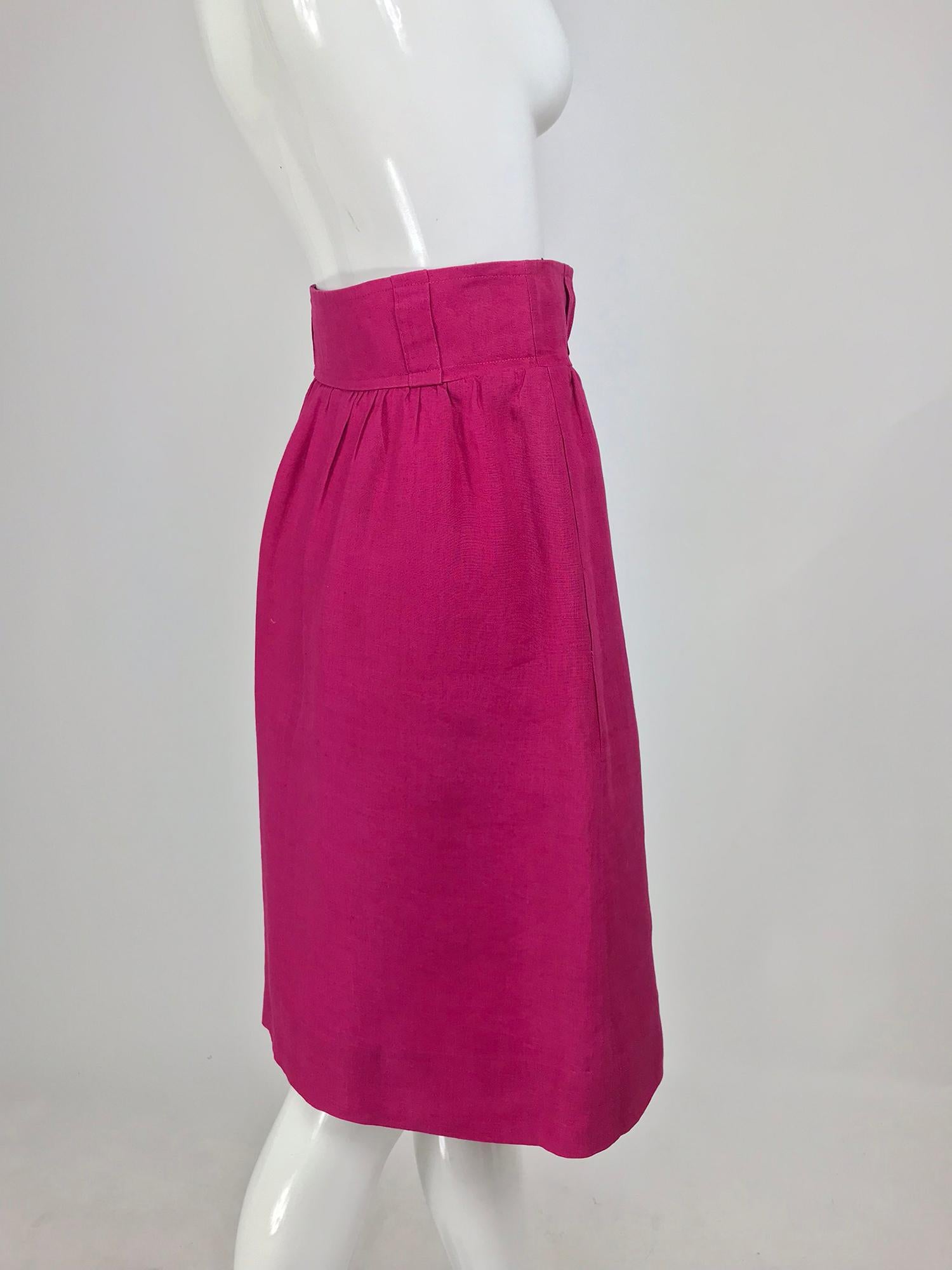 Givenchy Hot Pink Linen Skirt 1980s 1