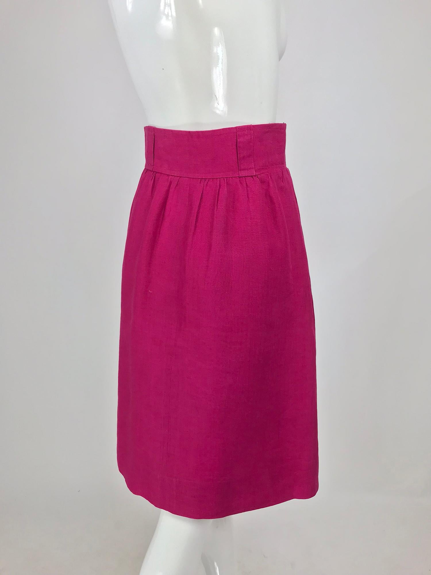 Givenchy Hot Pink Linen Skirt 1980s 2