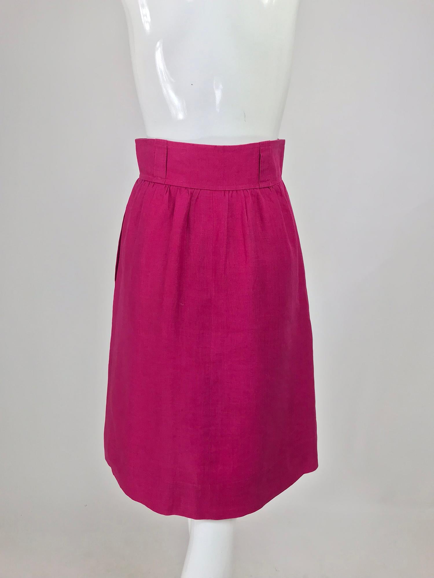 Givenchy Hot Pink Linen Skirt 1980s 3