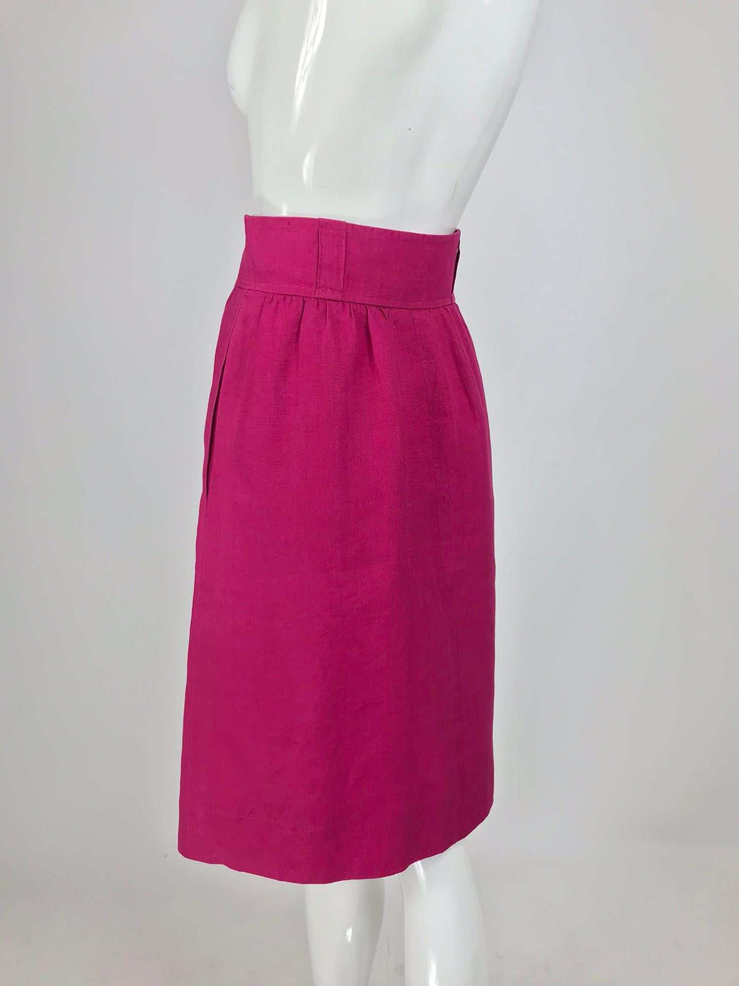Givenchy Hot Pink Linen Skirt 1980s 4