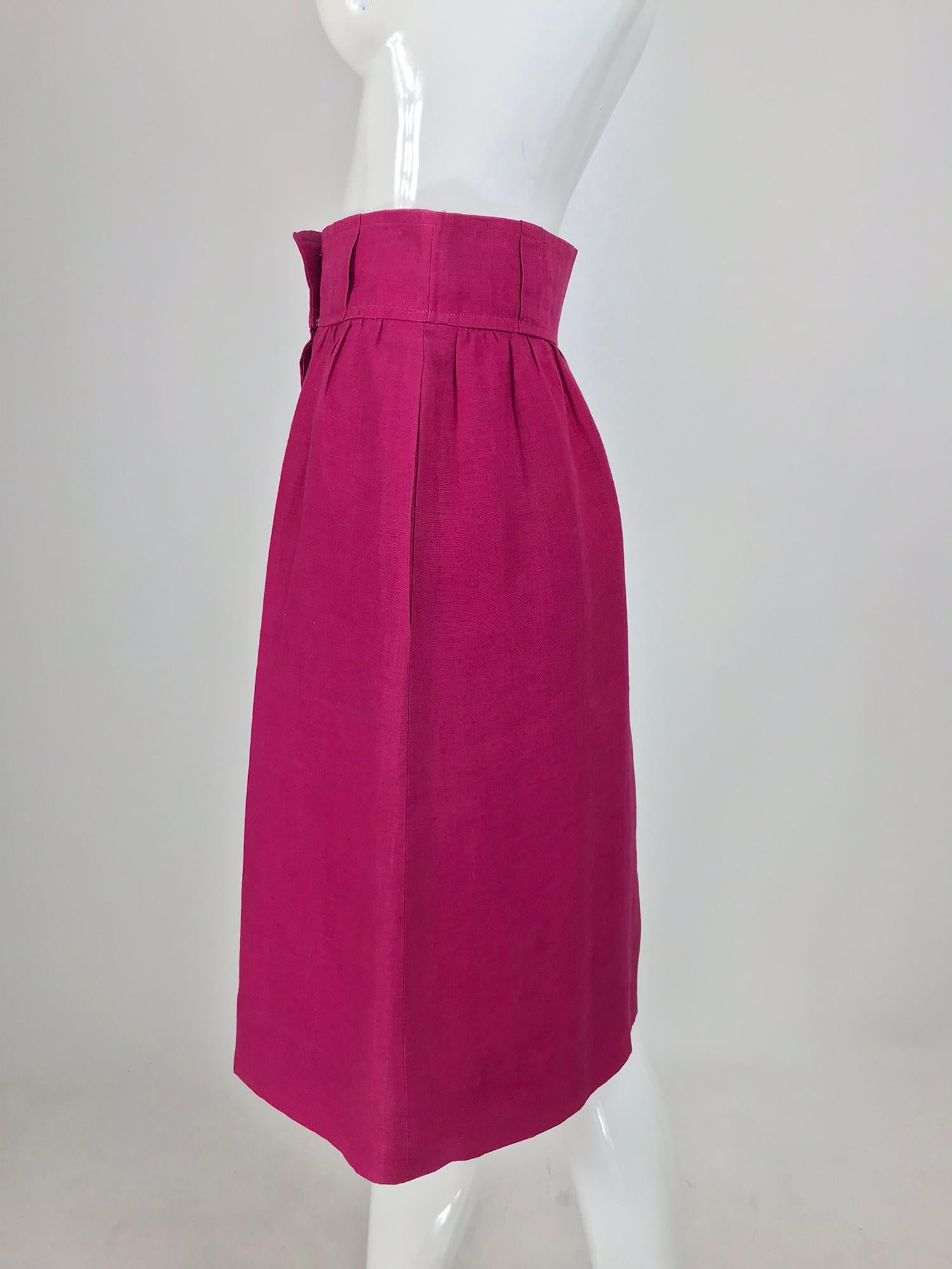 Givenchy Hot Pink Linen Skirt 1980s 5