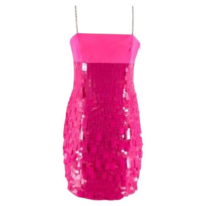 Givenchy Hot Pink Sequin and Chain Strap Cocktail Dress For Sale
