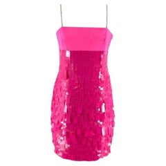 Givenchy Hot Pink Sequin and Chain Strap Cocktail Dress