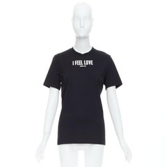 GIVENCHY I FEEL LOVE black cotton white print crew neck tshirt XS