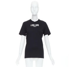GIVENCHY I FEEL LOVE camiseta cuello redondo algodón negro estampado blanco XS