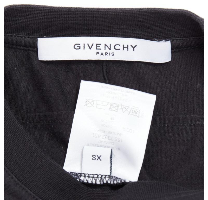GIVENCHY I FEEL LOVE black cotton white print crew neck tshirt XS For Sale 4