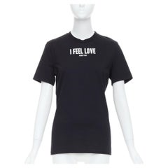 GIVENCHY I FEEL LOVE black cotton white print crew neck tshirt XS