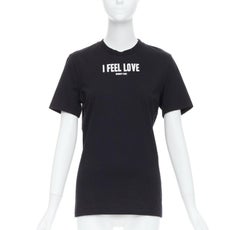 GIVENCHY I FEEL LOVE black cotton white print crew neck tshirt XS