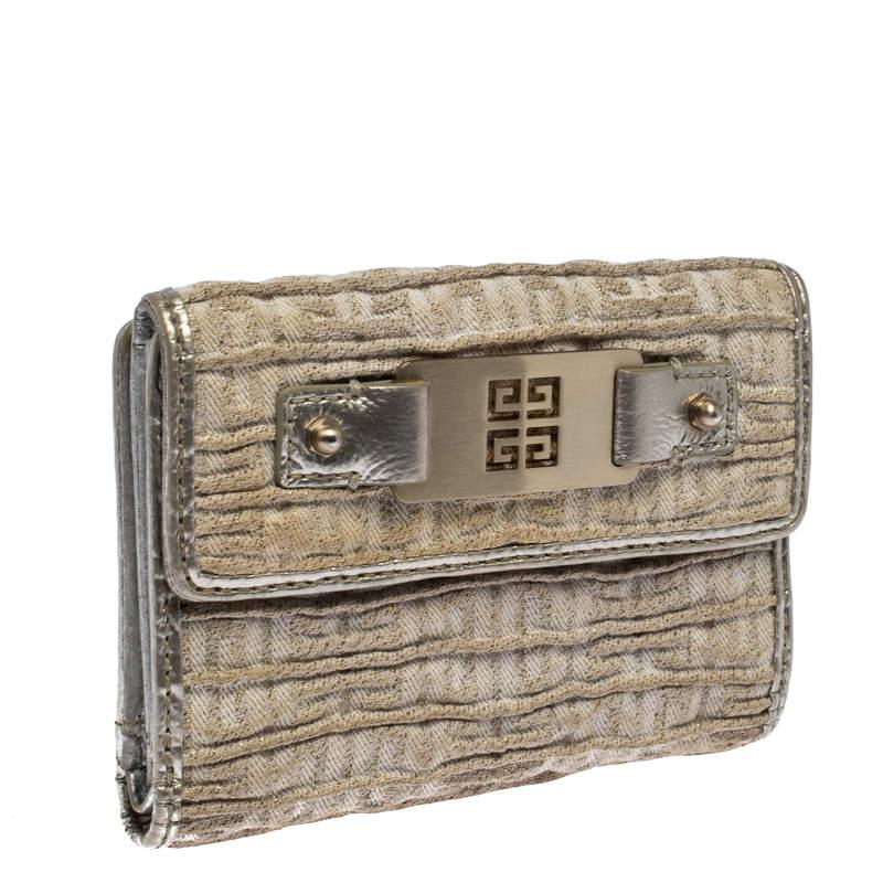 Women's Givenchy Ivory Fabric Flap Compact Wallet