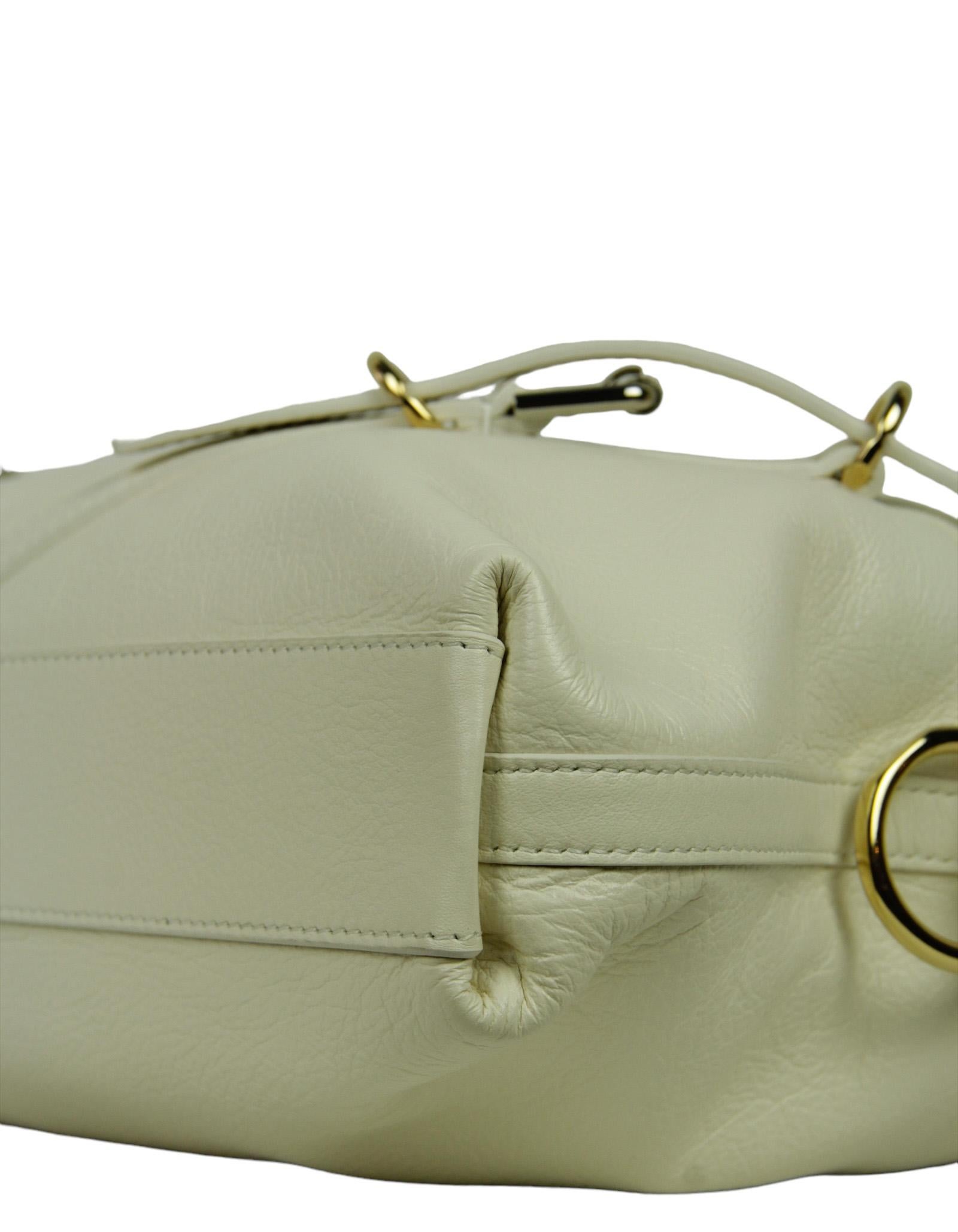 Givenchy Ivory Medium Calfskin Leather Voyou Shoulder Bag In Excellent Condition In New York, NY