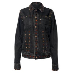 Givenchy Jewel-Embellished Jacket in Black Cotton Denim
