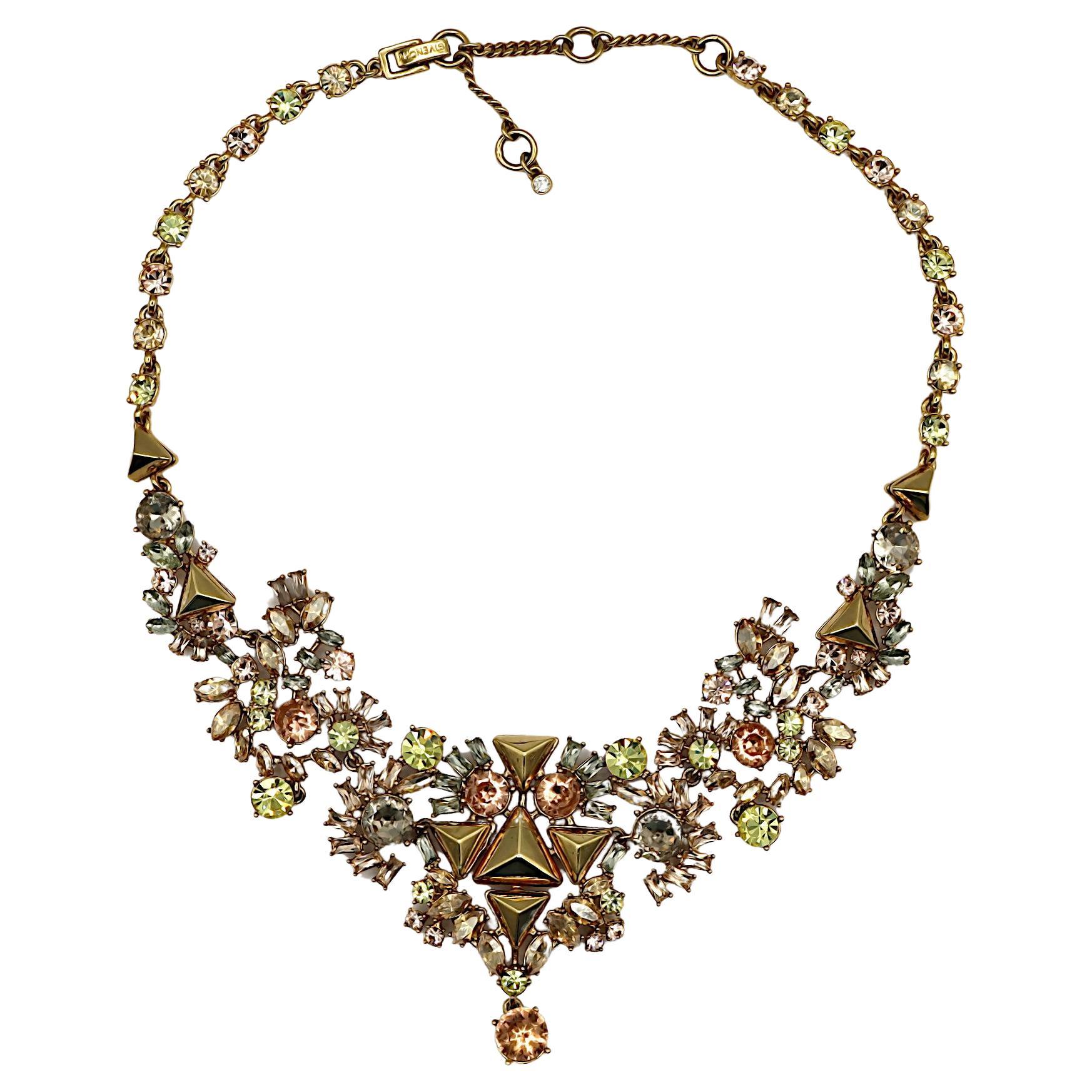 GIVENCHY Jewelled Gold Tone Necklace For Sale