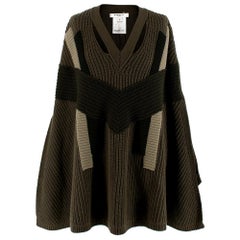Givenchy Khaki Cable Knit Wool & Cashmere Poncho - Size M 