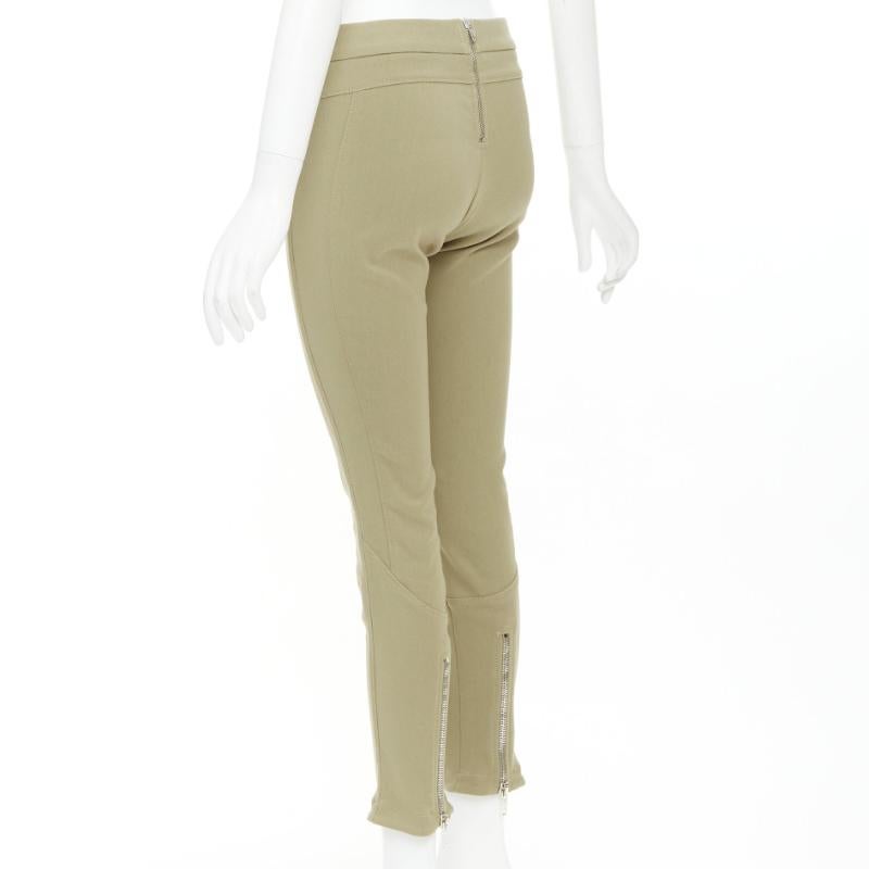 GIVENCHY khaki cotton blend skinny zip back riding pants FR36 S in vendita 1