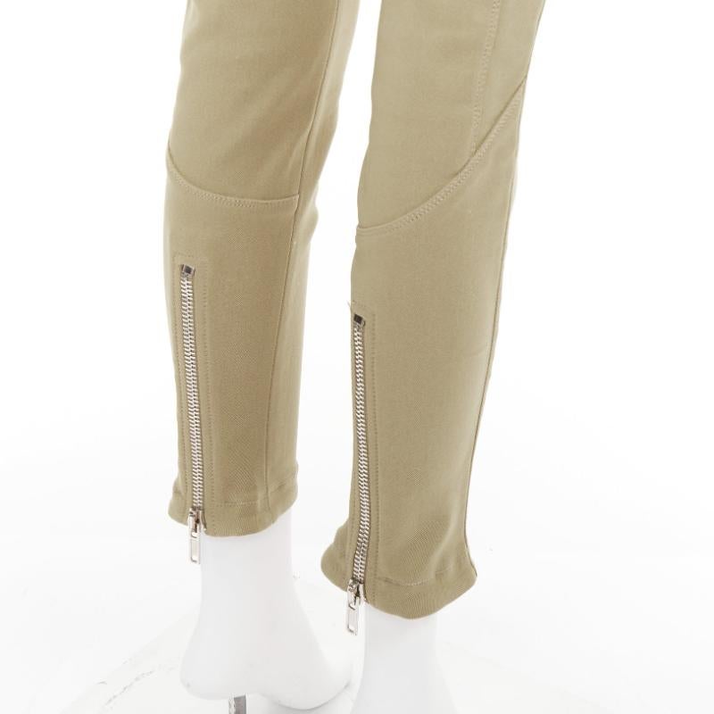 GIVENCHY khaki cotton blend skinny zip back riding pants FR36 S in vendita 2