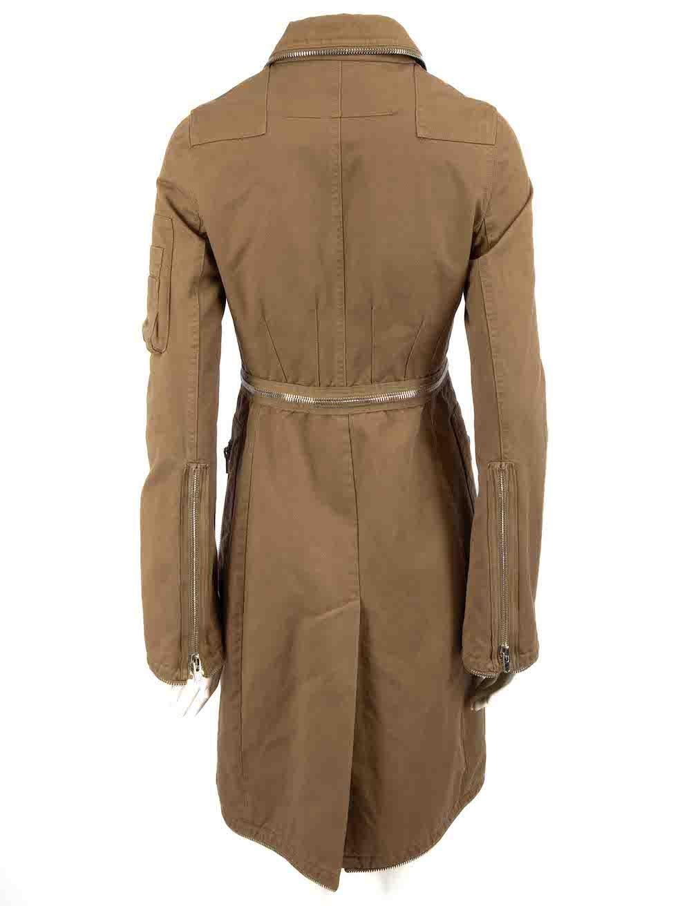 Givenchy Khaki Zipped Mid-Length Coat Size S In Good Condition For Sale In London, GB