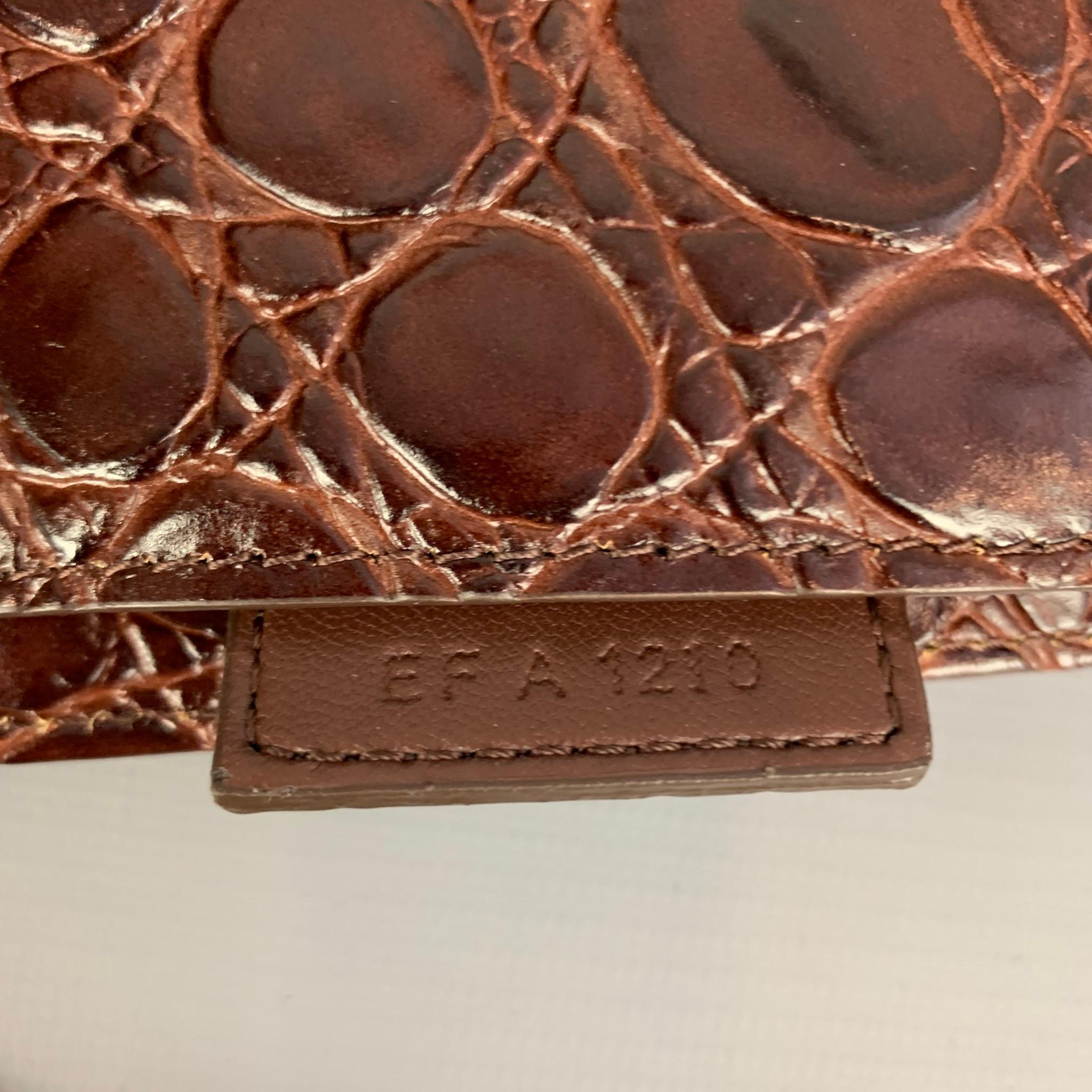 GIVENCHY Large Cut Out Bag Brown Embossed Croc Leather Shoulder Unisex Handbag 3